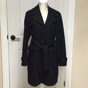 Kenneth Cole Black Belted Trench Coat